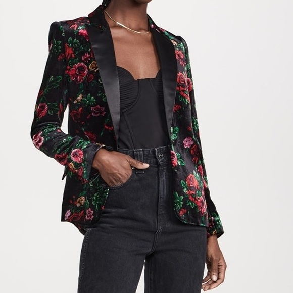 L'Agence Chamberlain Vintage Bouquet Velvet Blazer (size 0) - Picture 7 of 13
